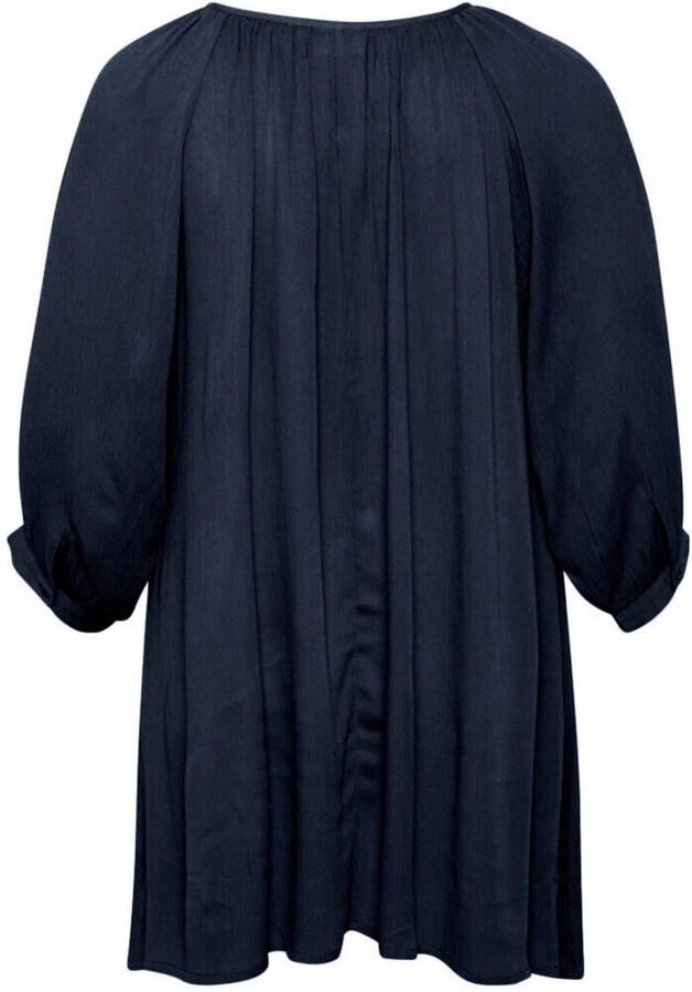 Kaffe Curve semi-transparante geweven tuniek KCami met open detail donkerblauw