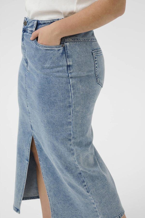 Kaffe Curve spijkerrok light blue denim - Foto 3