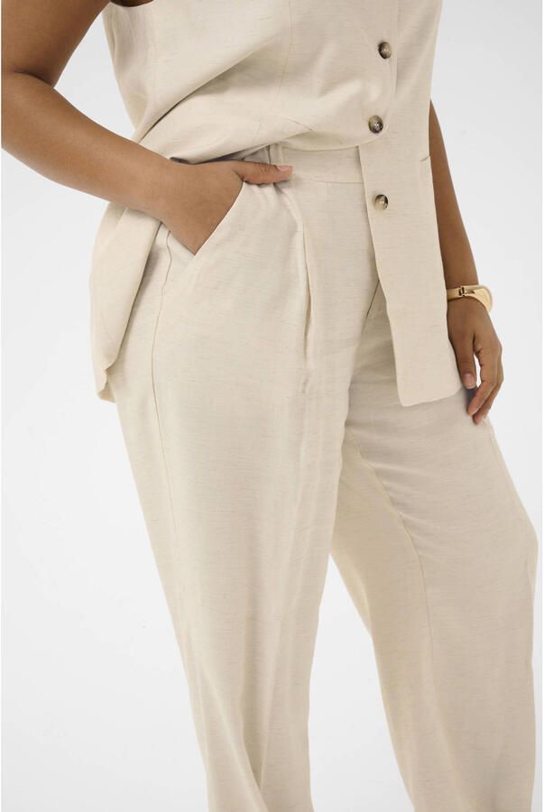 Kaffe Curve straight regular waist broek ecru - Foto 2