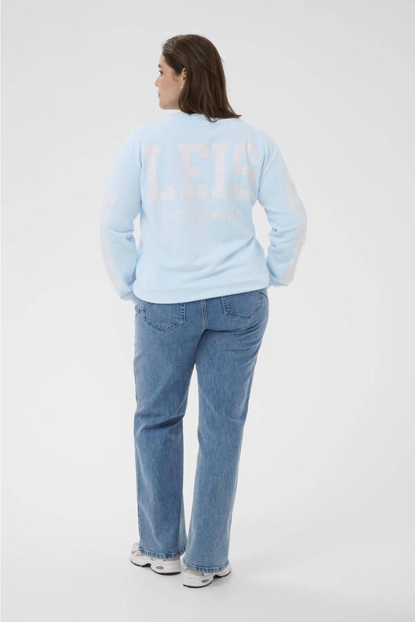 Kaffe Curve sweater met backprint lichtblauw - Foto 2