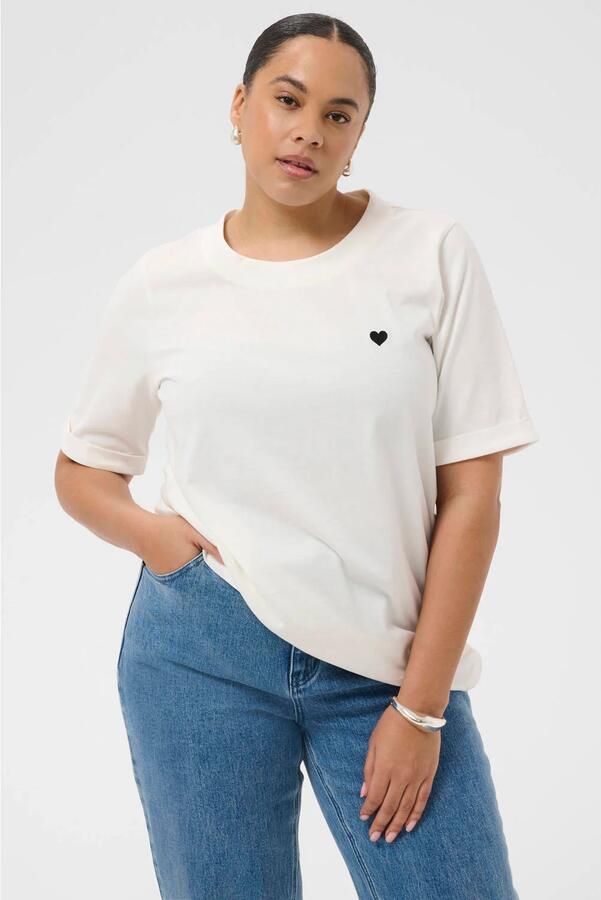 Kaffe Curve T-shirt Plus Size met borduursels wit