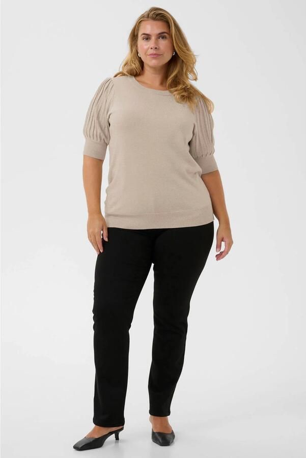 Kaffe Curve top met glitters Plus Size beige - Foto 3