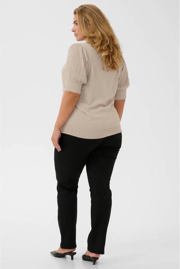 Kaffe Curve top met glitters Plus Size beige - Foto 2