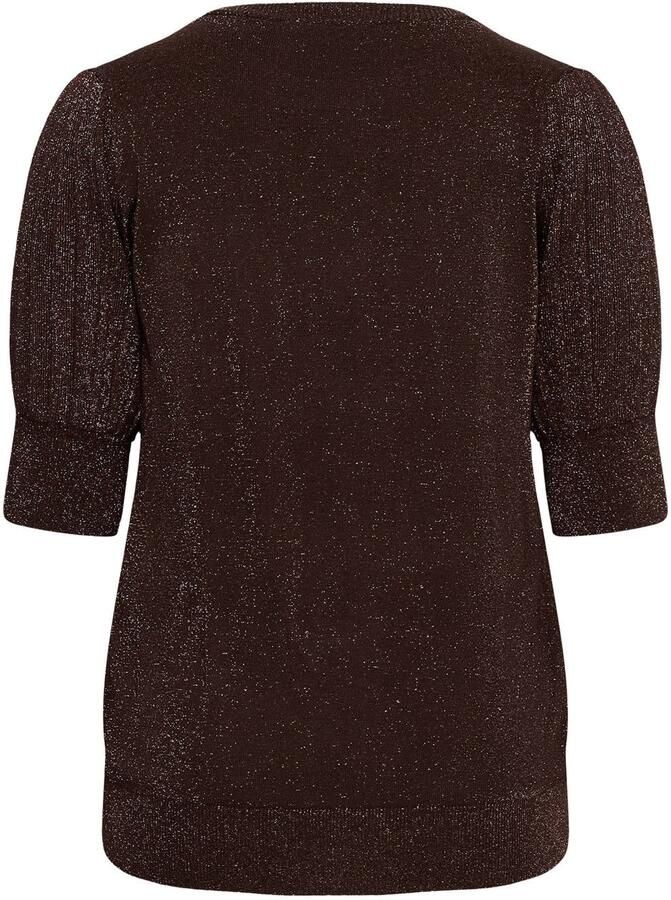 Kaffe Curve top met glitters Plus Size donkerbruin - Foto 2