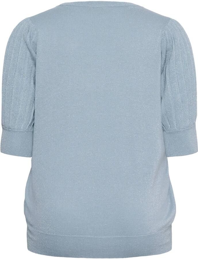 Kaffe Curve top met glitters Plus Size lichtblauw - Foto 2