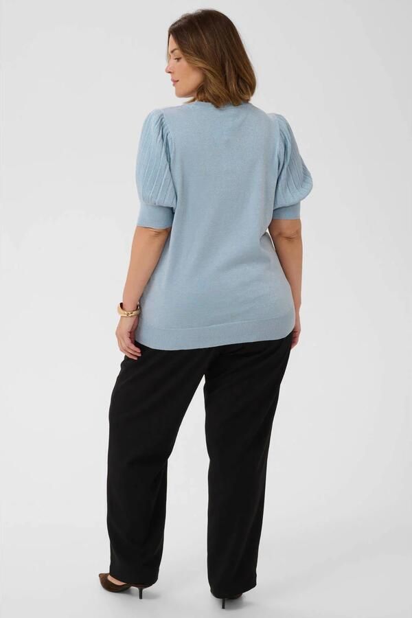 Kaffe Curve top met glitters Plus Size lichtblauw - Foto 3