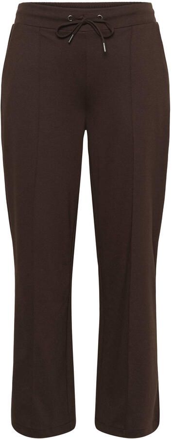 Kaffe Curve viscose high waist wide leg broek Plus Size donkerbruin