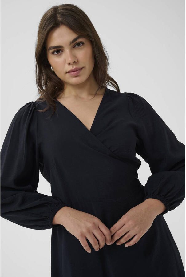Kaffe Curve viscose maxi wikkeljurk Plus Size marineblauw