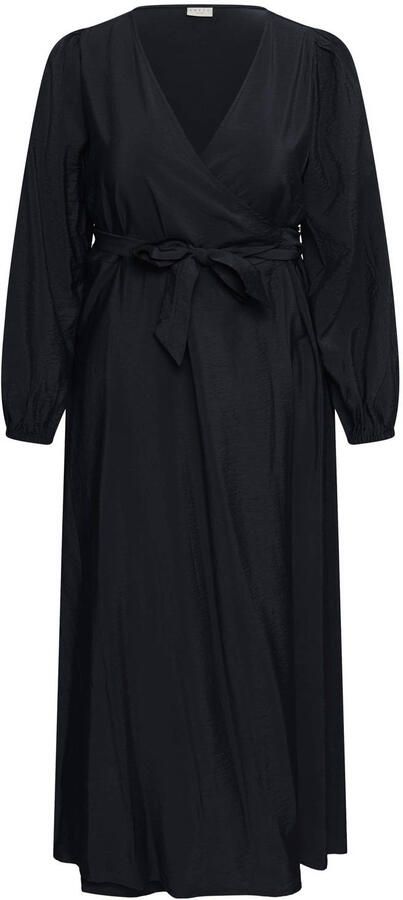 Kaffe Curve viscose maxi wikkeljurk Plus Size marineblauw - Foto 2