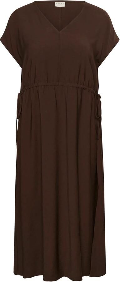 Kaffe Curve viscose midi jurk Plus Size donkerbruin - Foto 2