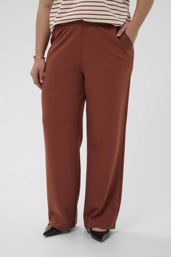 Kaffe Curve wide leg regular waist broek roodbruin