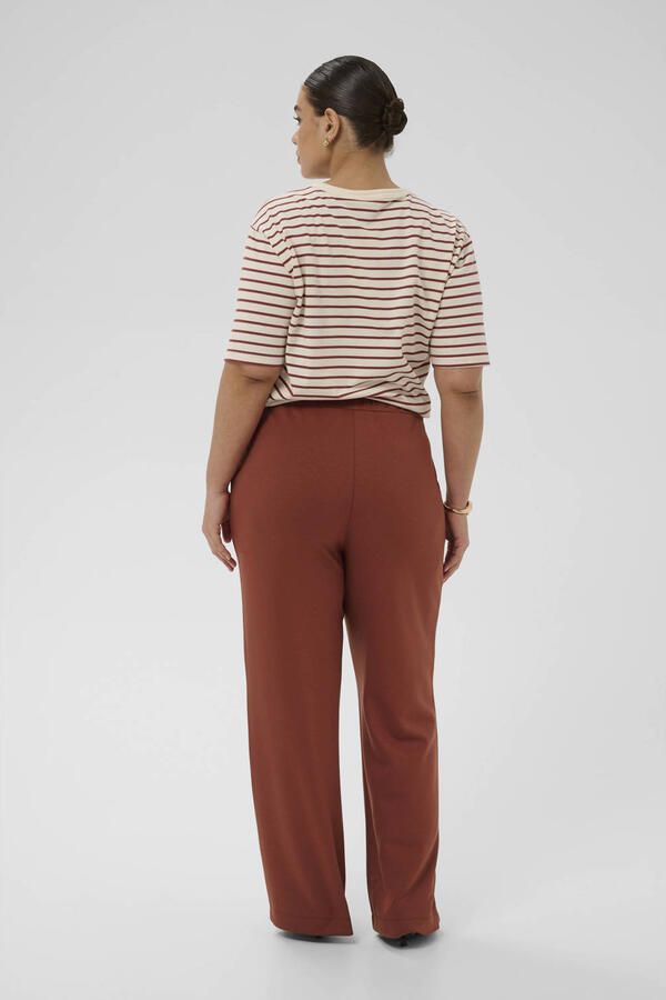 Kaffe Curve wide leg regular waist broek roodbruin - Foto 3