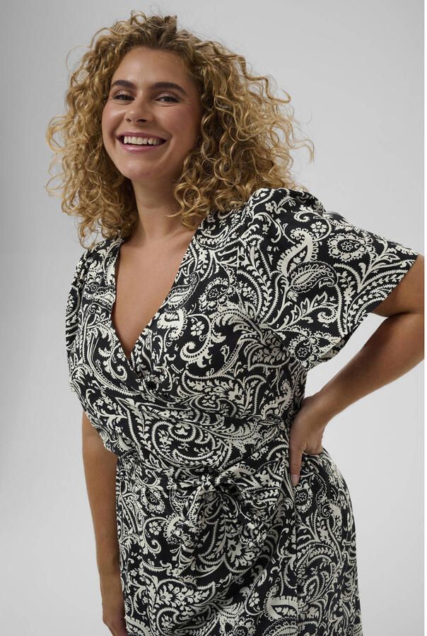 Kaffe Curve wikkel- overslagjurk met paisley print zwart