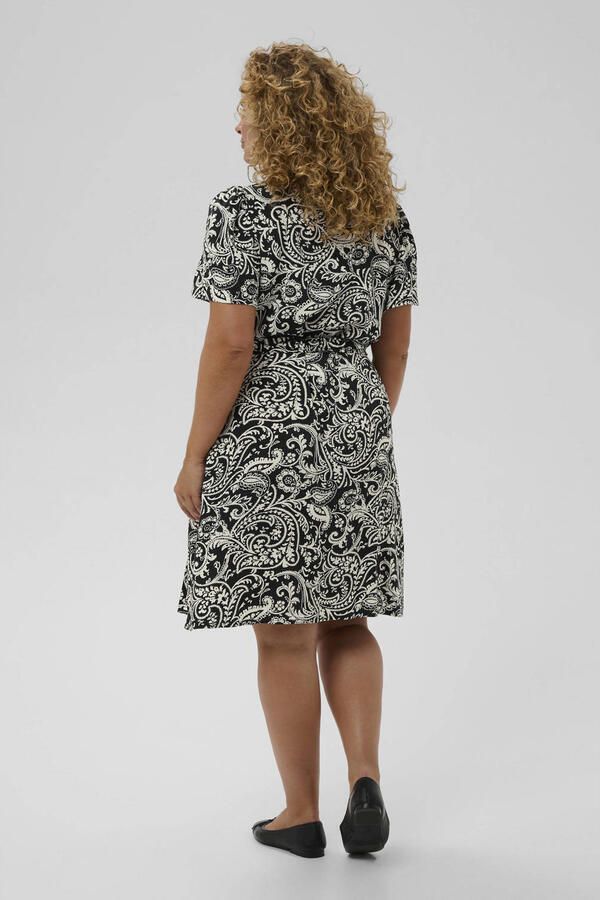 Kaffe Curve wikkel- overslagjurk met paisley print zwart - Foto 3