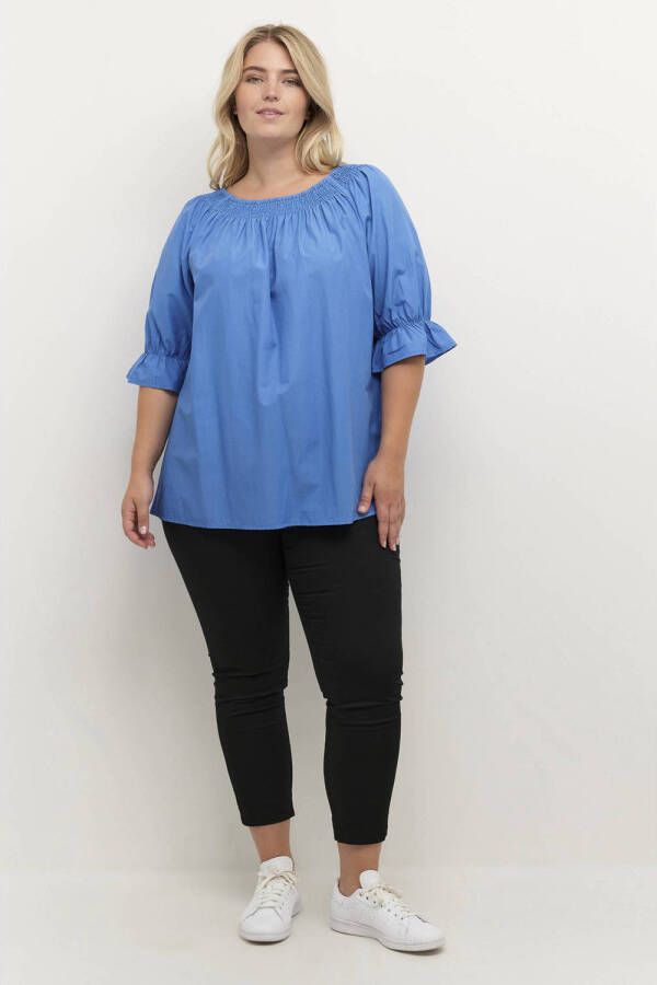 Kaffe Curve off shoulder top KCkimma blauw