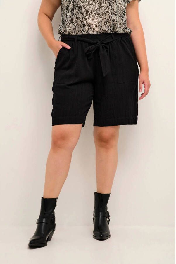 Kaffe Curve regular fit short KCliloa met linnen zwart