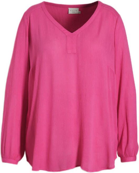 Kaffe Curve top KCami met plooien roze