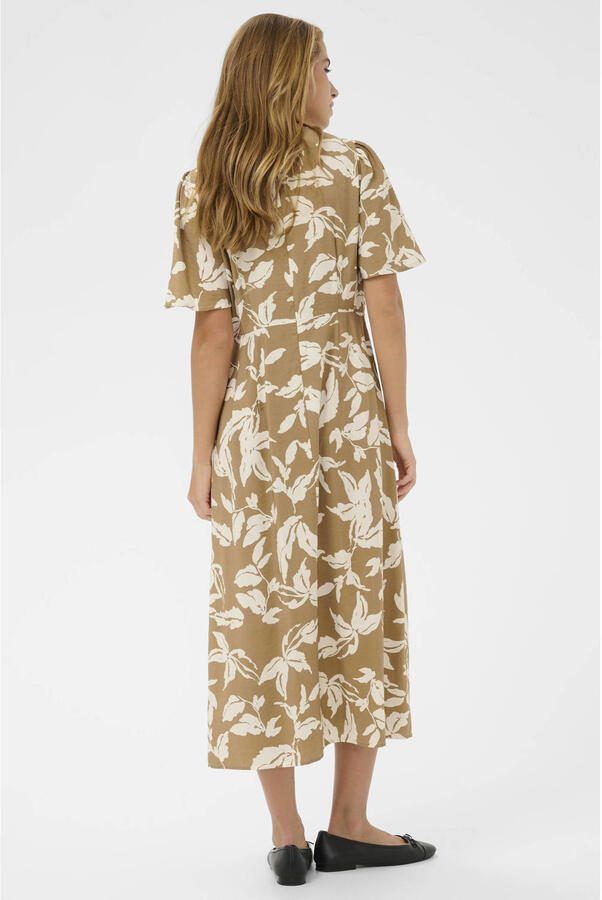 Kaffe a-lijn jurk met bloemenprint beige - Foto 3