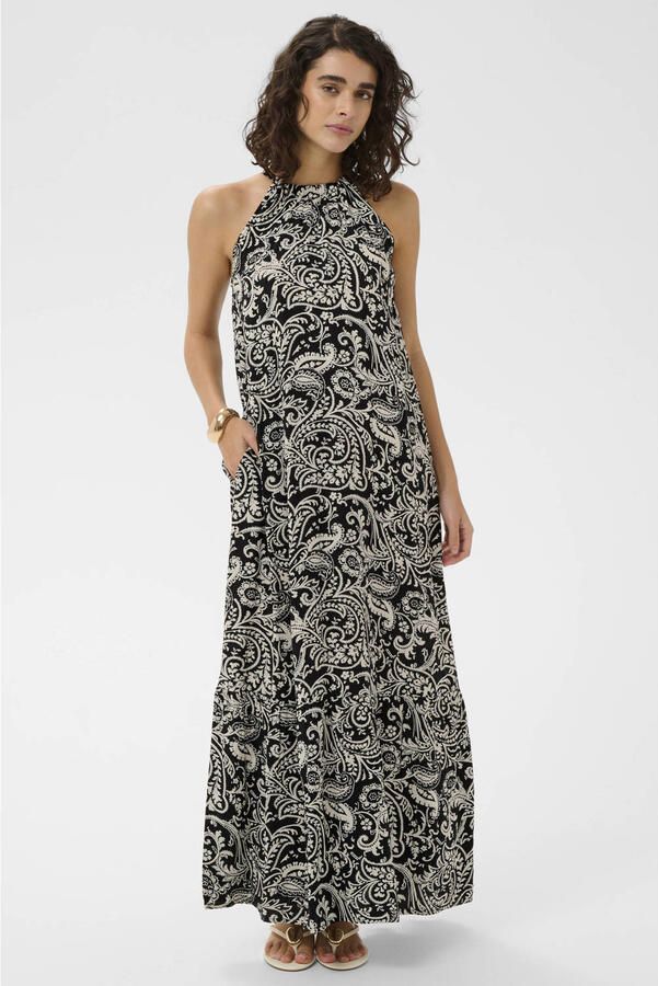 Kaffe A-lijn jurk met paisley print zwart