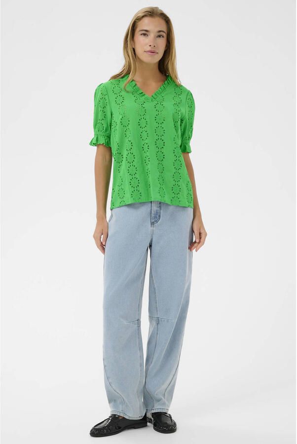 Kaffe blousetop groen broderie - Foto 3