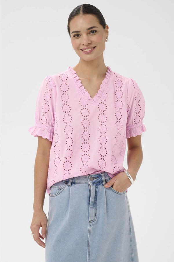 Kaffe blousetop roze broderie