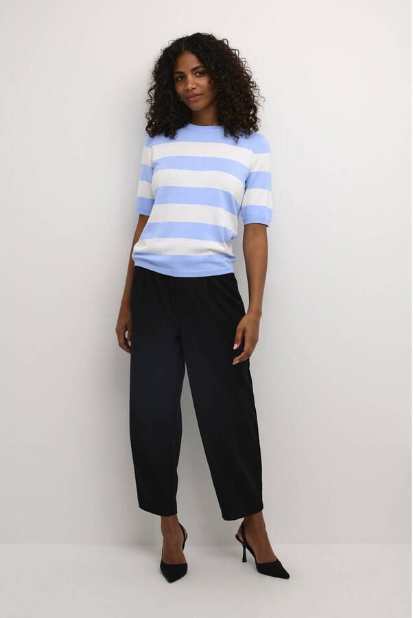 Kaffe Hoge taille cropped broek met riemlussen en zijzakken Black Dames - Foto 2