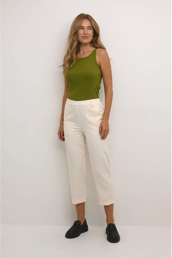 Kaffe cropped high waist regular fit pantalon Kasakura ecru - Foto 2