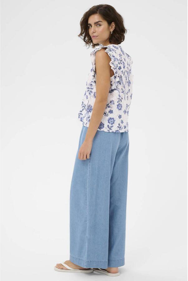 Kaffe gebloemde top broderie blauw - Foto 3