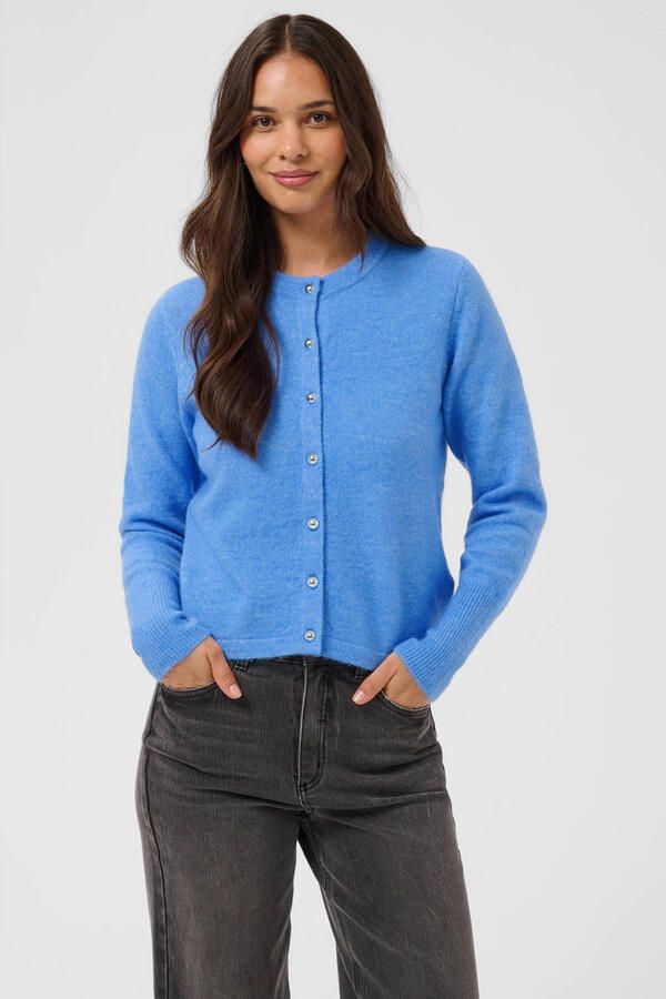 Kaffe gebreid vest met wol blauw
