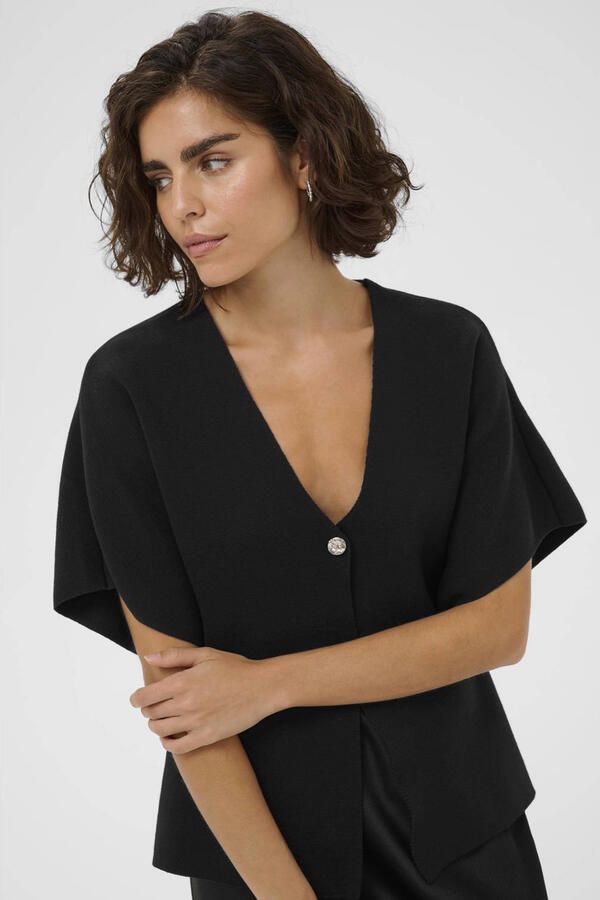 Kaffe gebreid vest zwart