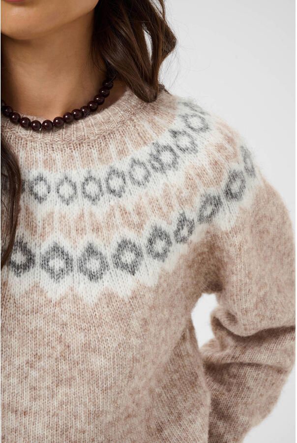 Kaffe gebreide noorse trui met wol beige - Foto 3