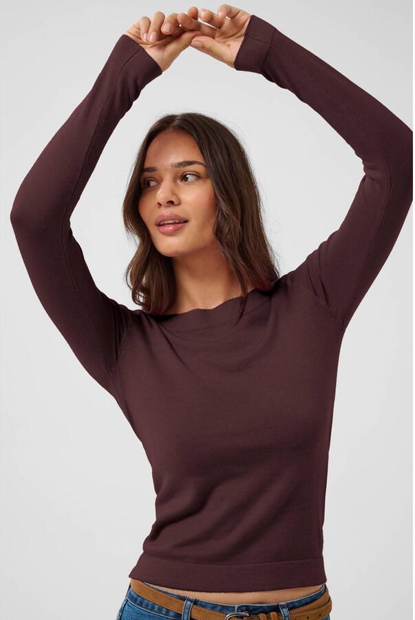 Kaffe gebreide trui aubergine