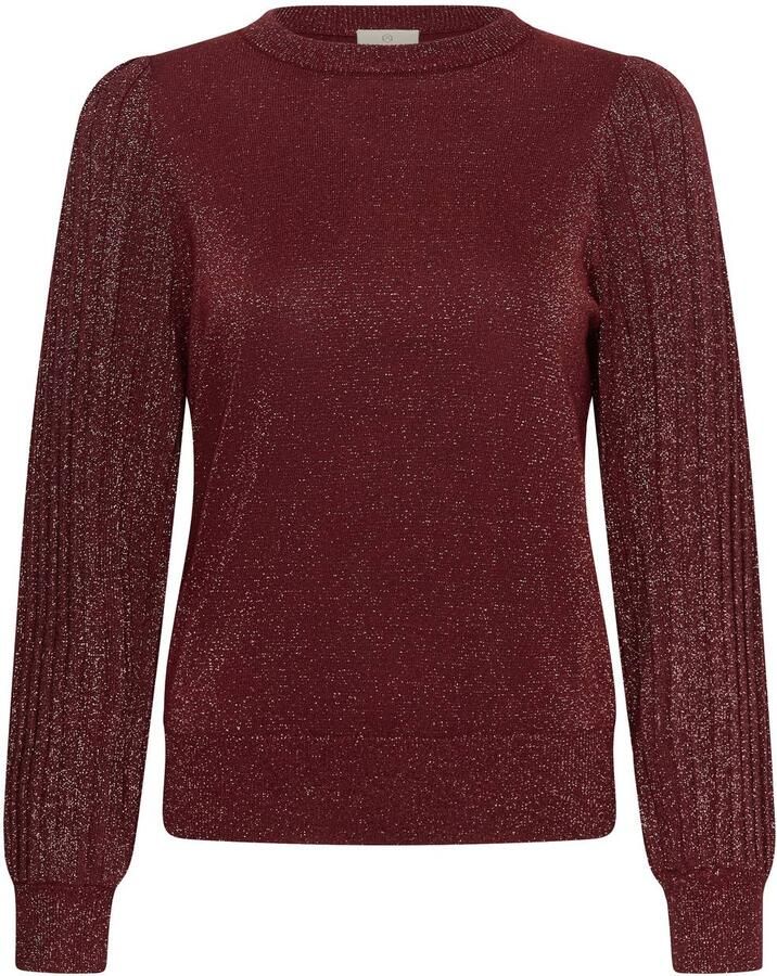 Kaffe gebreide trui met glitters donkerrood