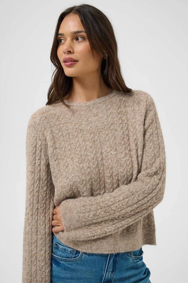 Kaffe gebreide trui met wol beige