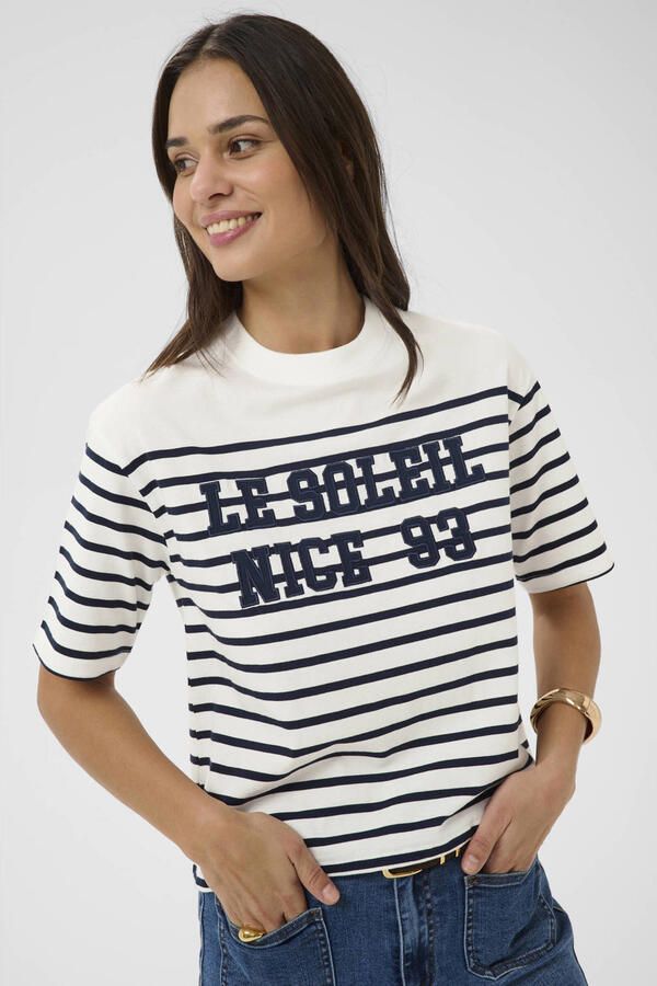 Kaffe gestreept T-shirt wit