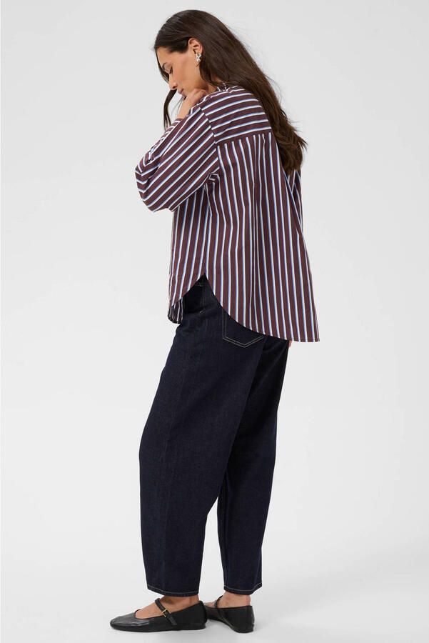 Kaffe gestreepte blouse donkerrood blauw wit - Foto 2