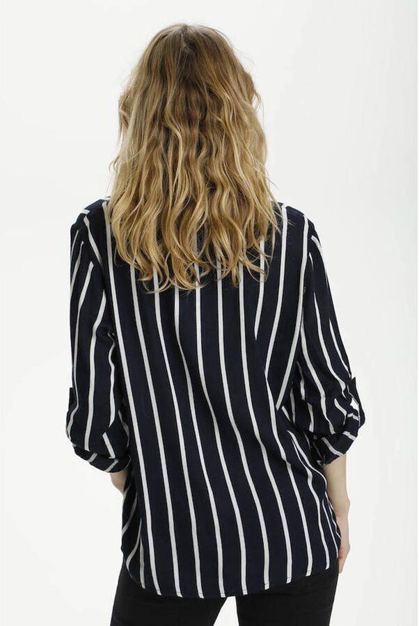Kaffe Gestreepte Blouse met Lange Mouwen Blue Dames