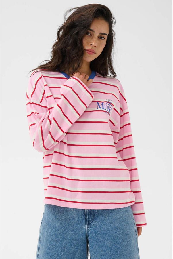 Kaffe gestreepte top roze