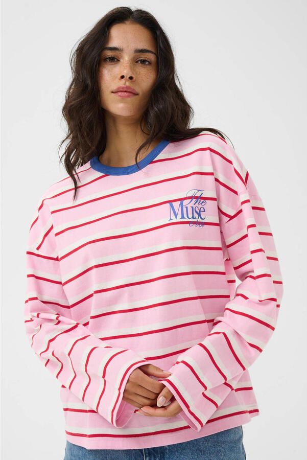 Kaffe gestreepte top roze - Foto 3