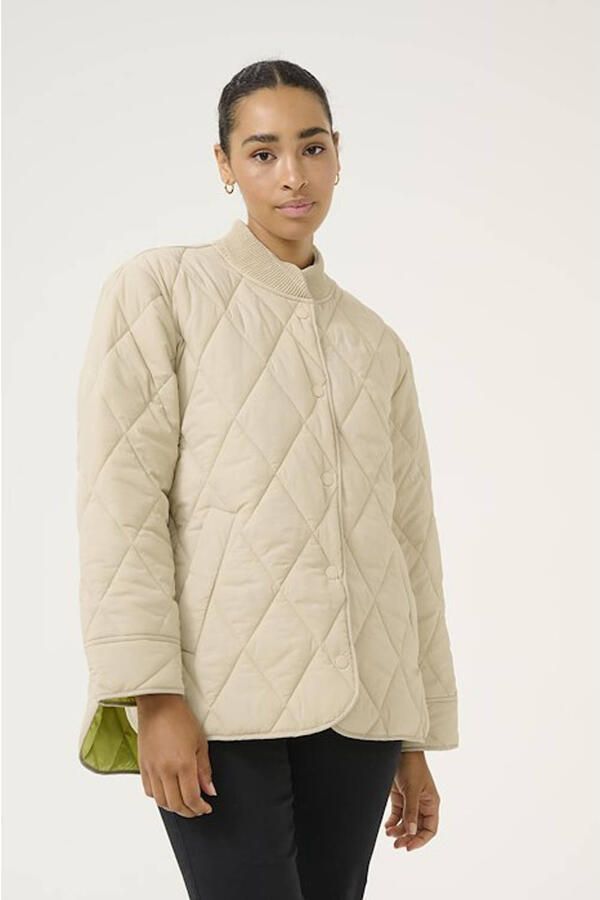 Kaffe Gewatteerde Jas Veergrijs Beige Dames