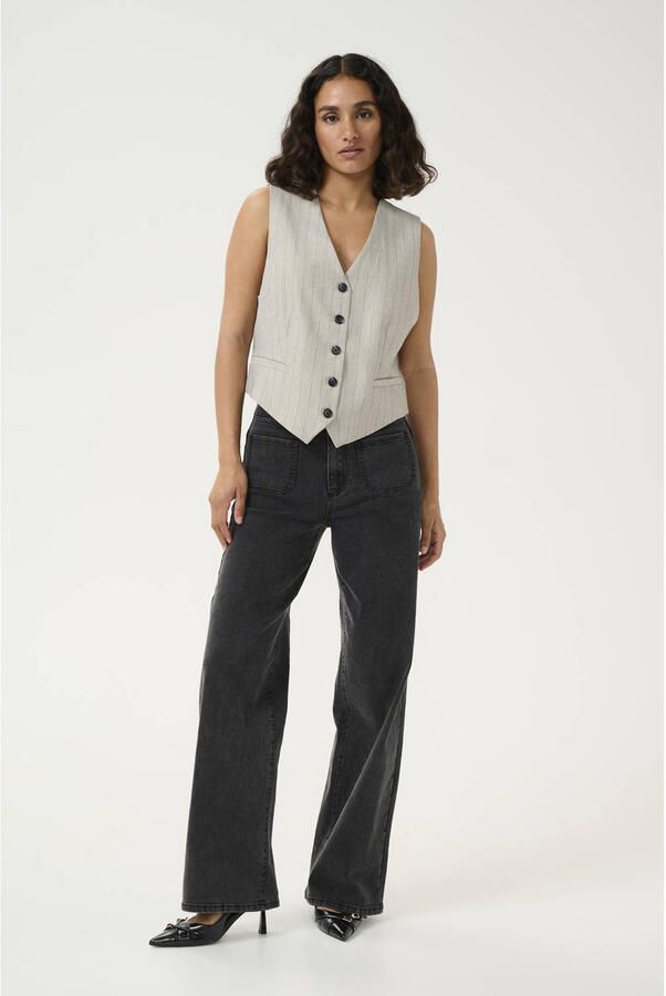 Kaffe Grijze Pinstripe Vest Kakaysa Stijl Beige Dames - Foto 3