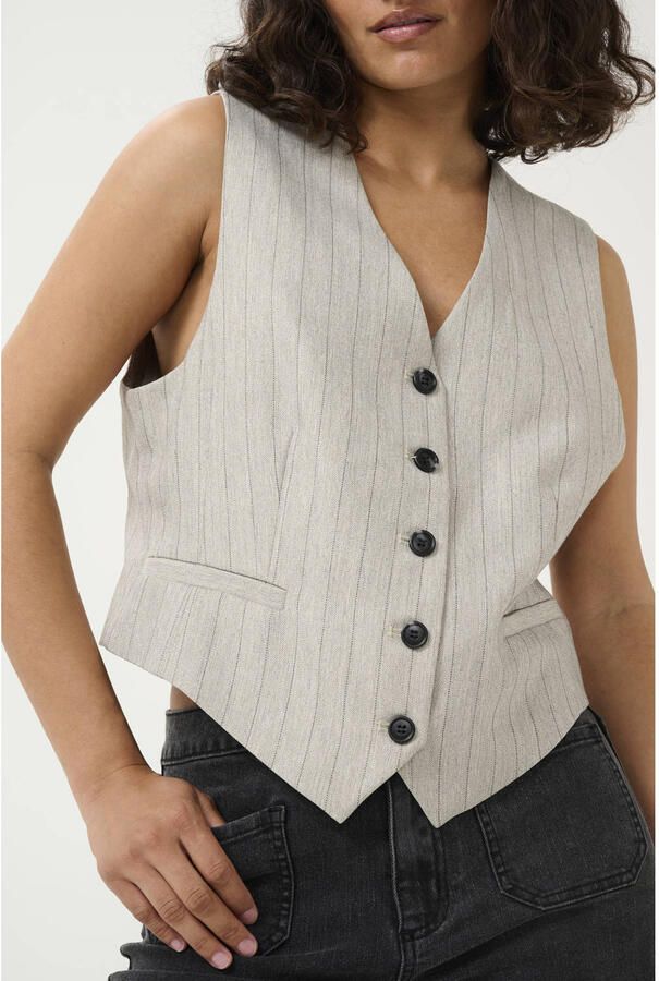 Kaffe Grijze Pinstripe Vest Kakaysa Stijl Beige Dames - Foto 2