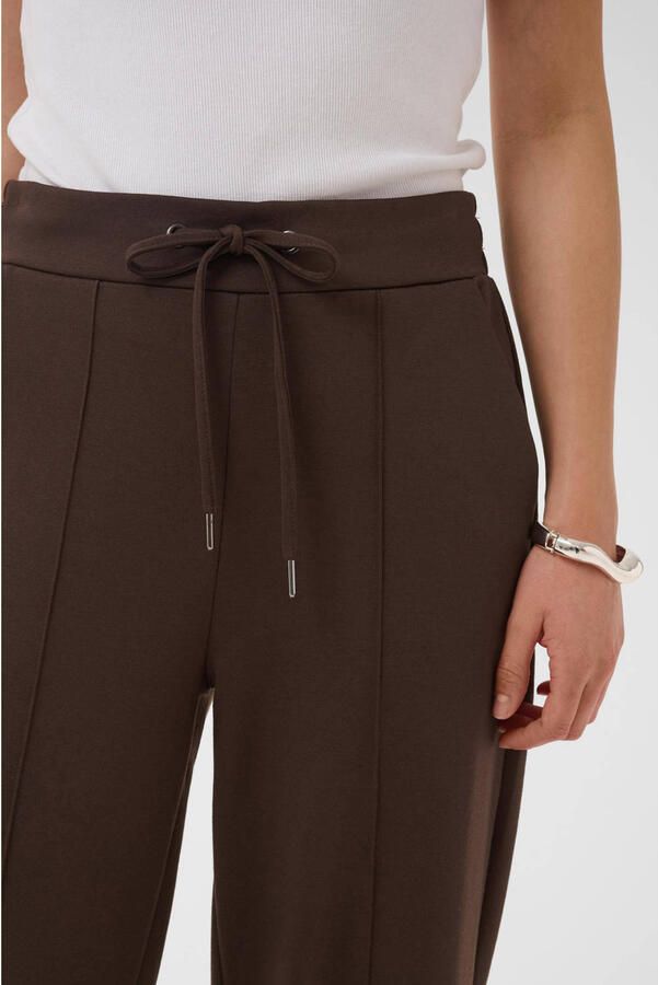 Kaffe high waist loose fit viscose broek donkerbruin