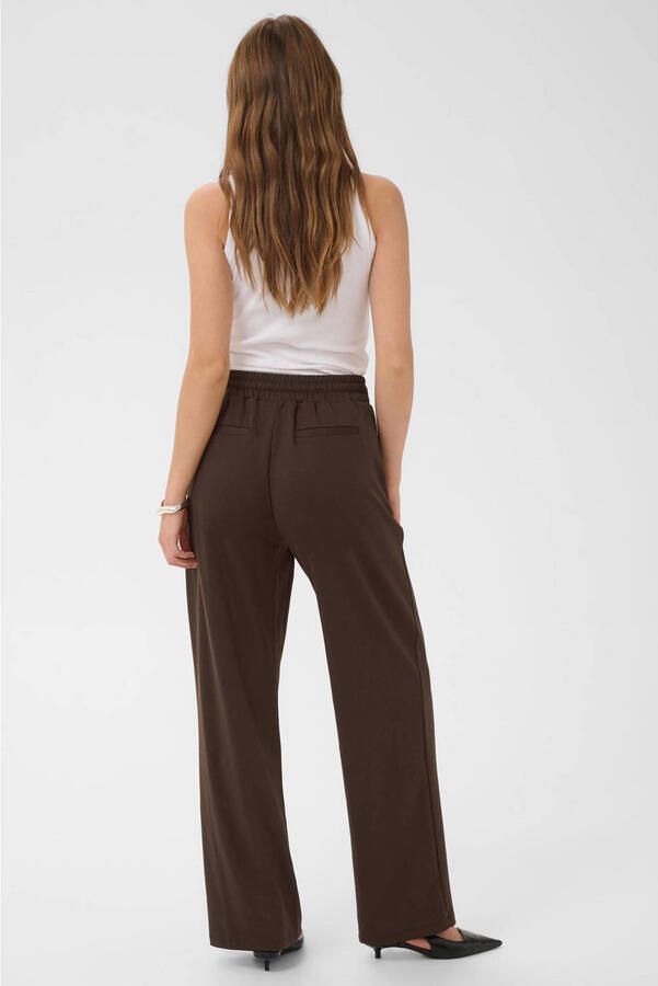 Kaffe high waist loose fit viscose broek donkerbruin - Foto 2