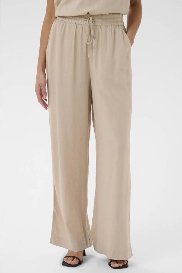 Kaffe high waist casual broek beige