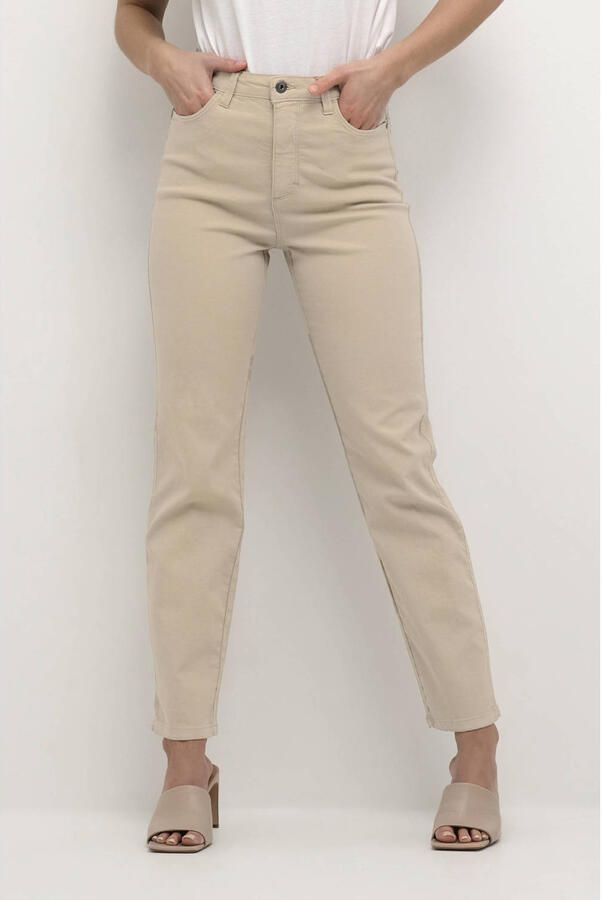 Kaffe high waist straight leg jeans beige - Foto 2