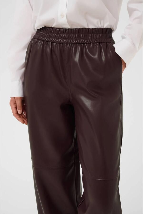 Kaffe imitatieleren barrel cropped broek donkerrood - Foto 3