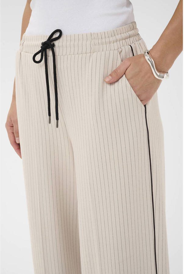 Kaffe KAserena baggy broek met krijtstreep beige - Foto 2