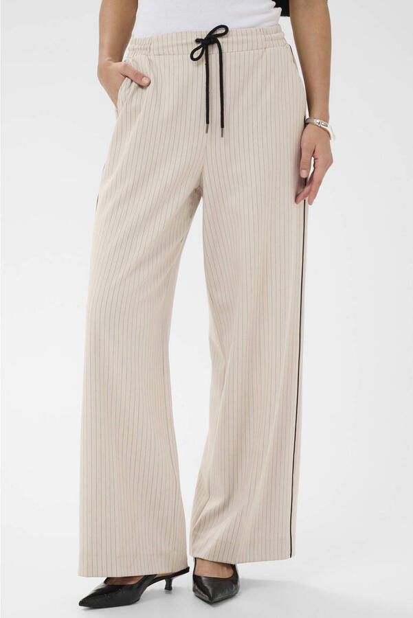 Kaffe KAserena baggy broek met krijtstreep beige