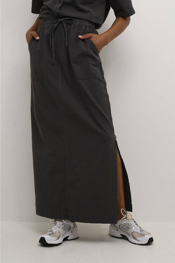 Kaffe Zwarte Oester Rok met Zijsplitten Gray Dames